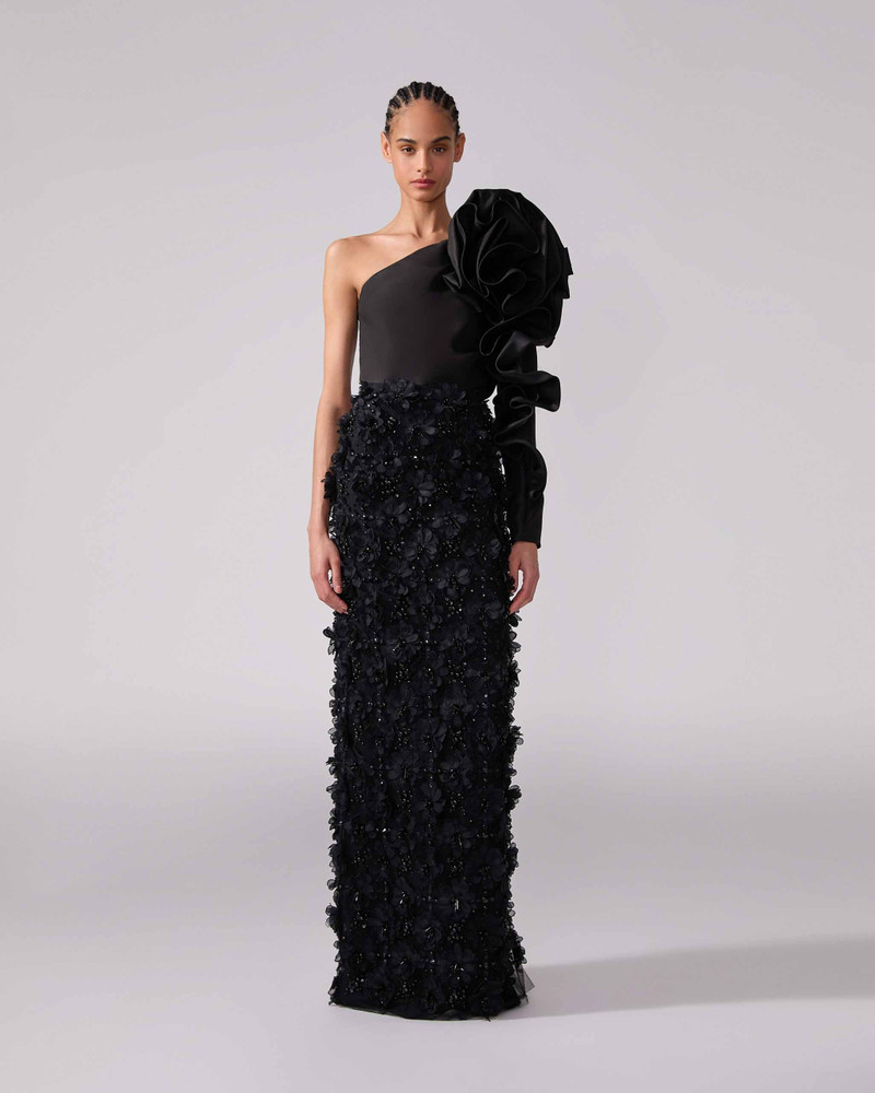 CAROLINA HERRERA Embroidered Tulle Column Skirt outlook