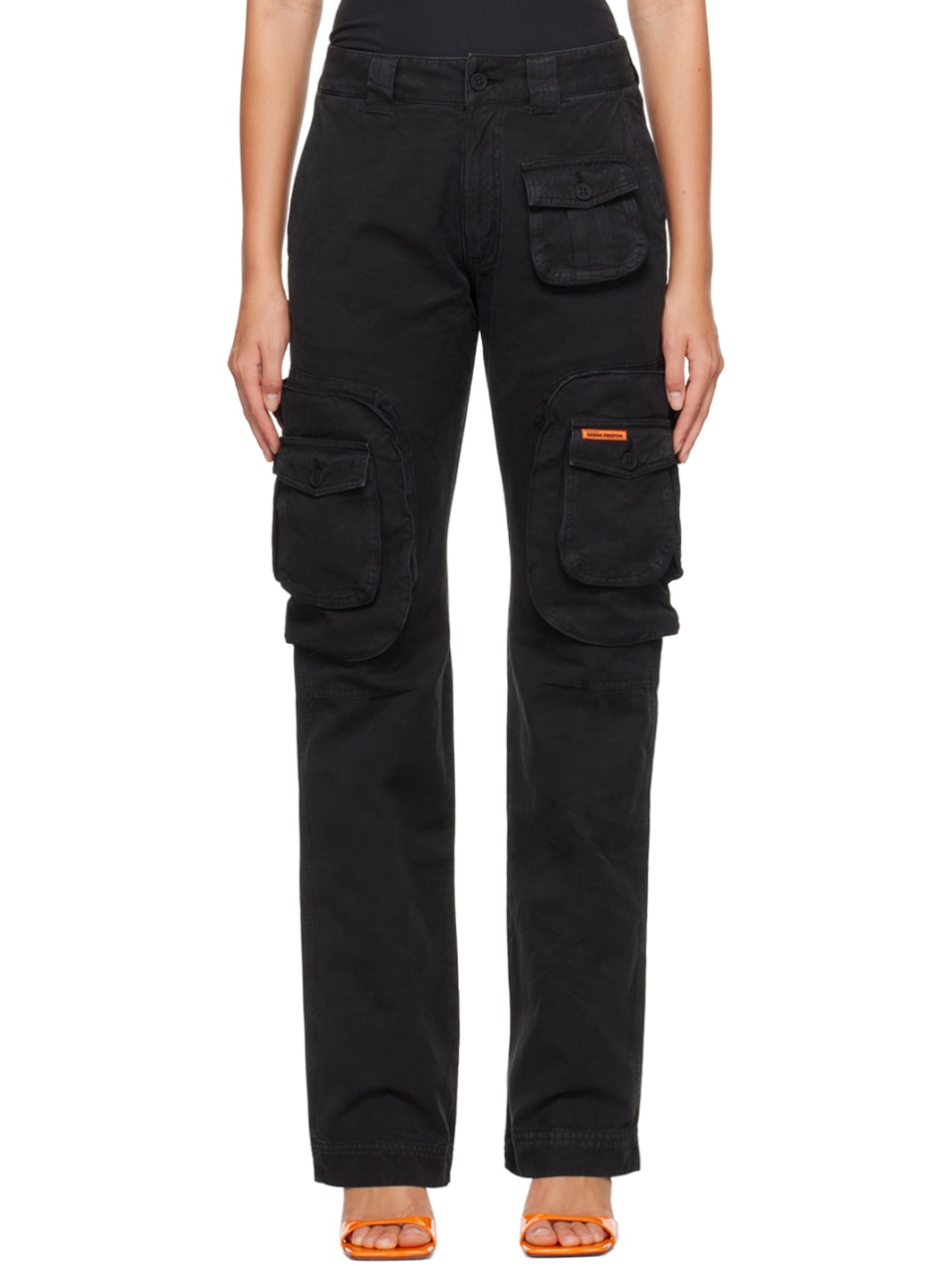 Black Flap Pocket Cargo Pants - 1