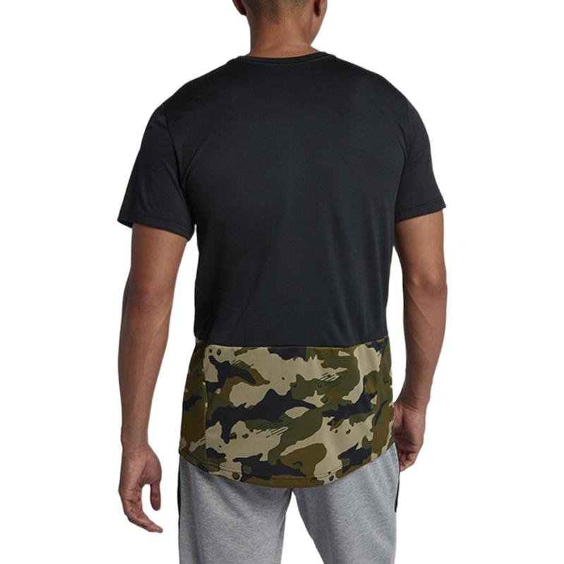 Men's Nike Splicing Camouflage Logo Sports Short Sleeve Black T-Shirt AQ1092-010 - 4