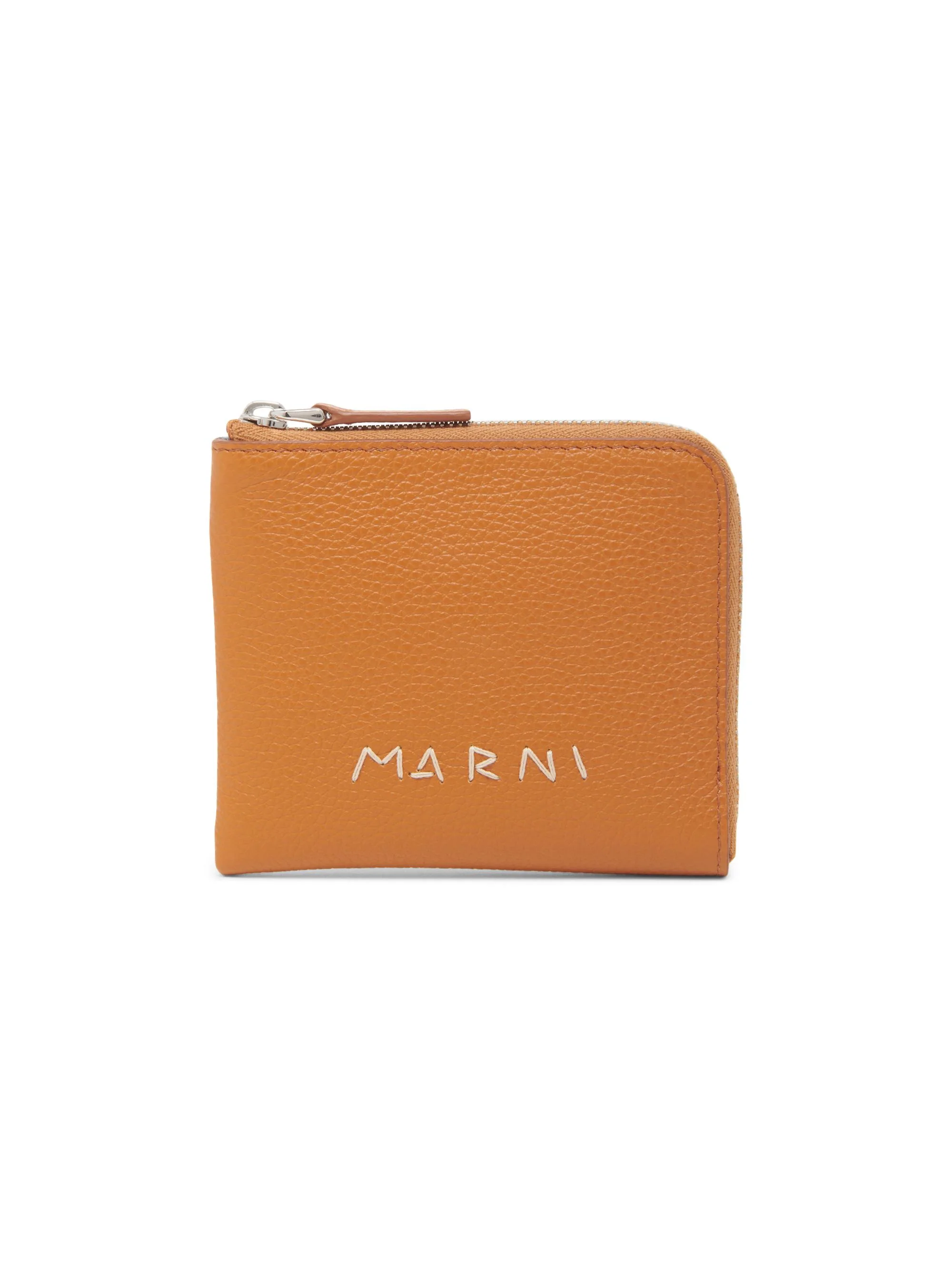 Men's Zip Around Leather Wallet - Brick - 1