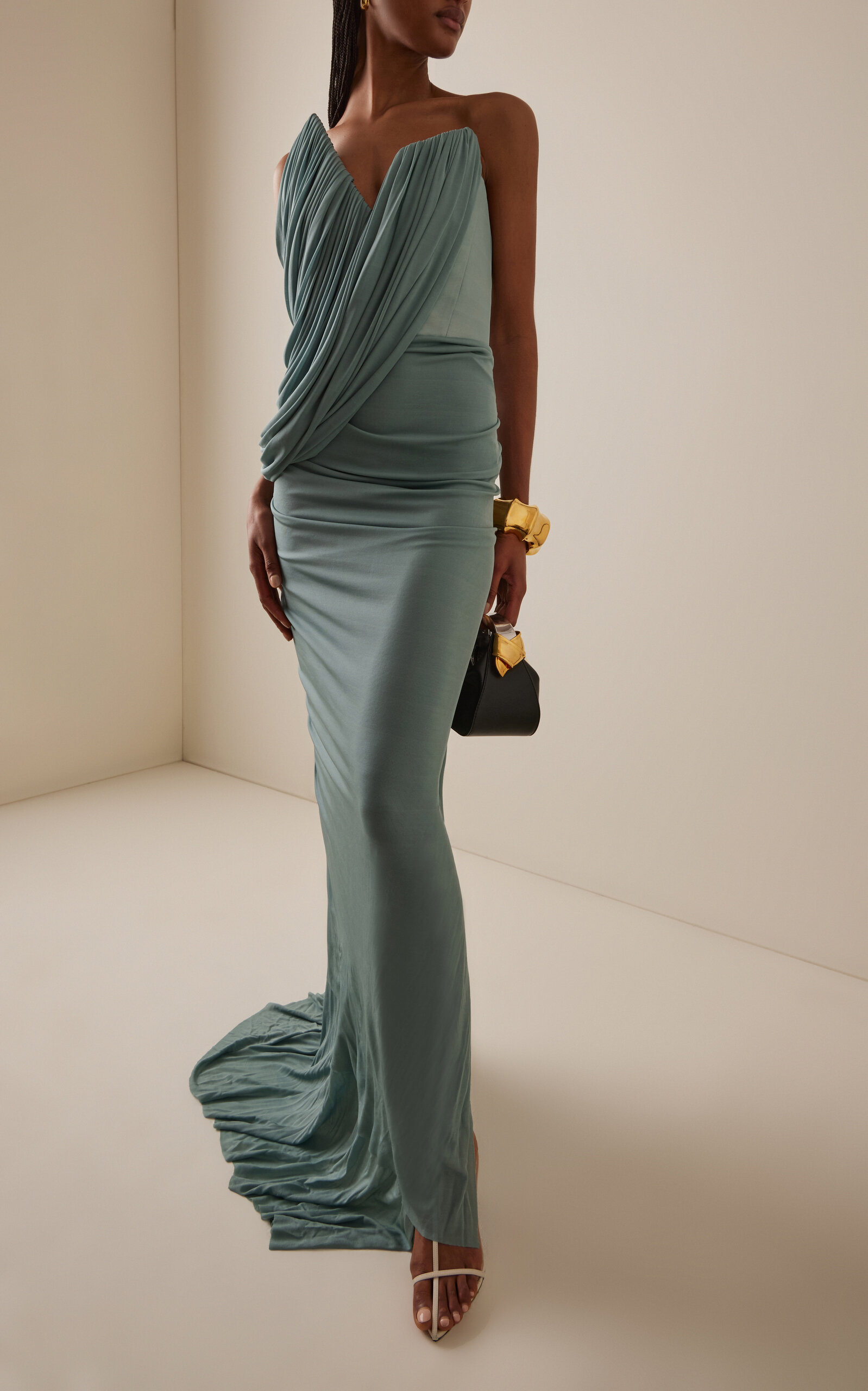 Exclusive Systema Draped Jersey Gown blue - 2