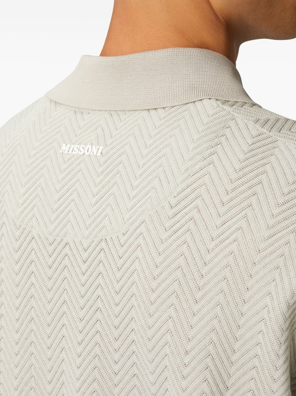 zigzag-woven polo shirt - 4