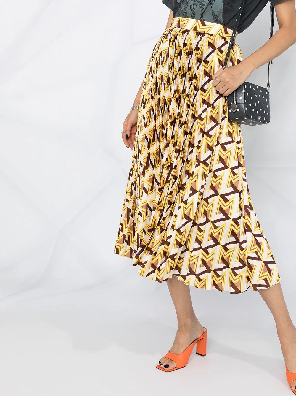 geometric pattern pleated midi skirt - 5