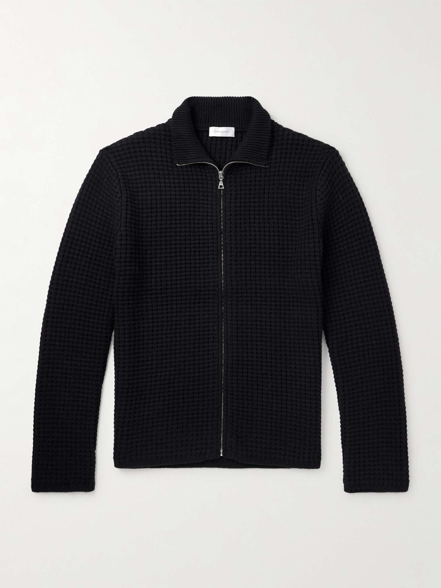 Slim-Fit Waffle-Knit Zip-Up Cardigan - 1