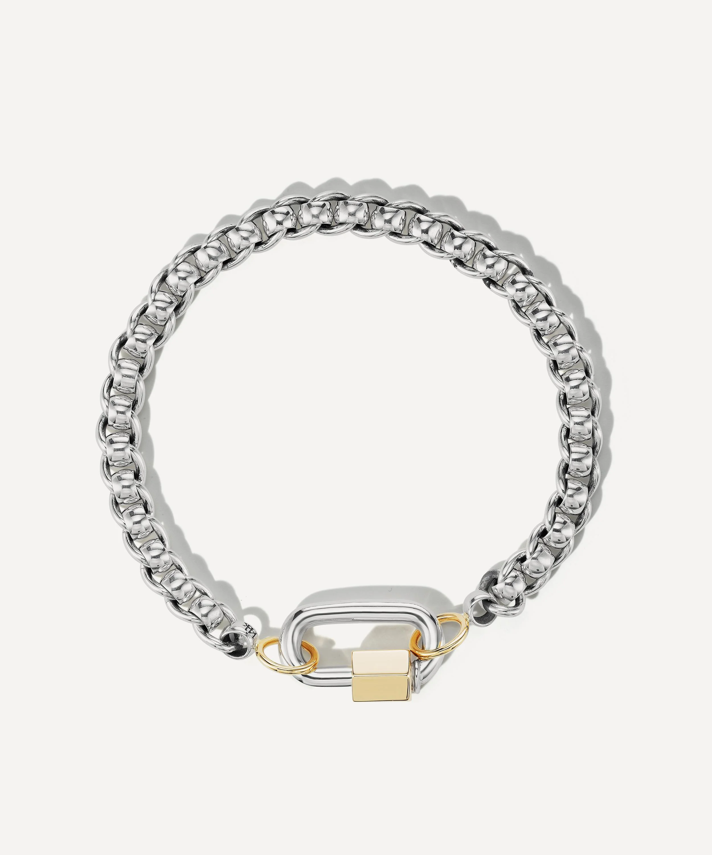 Silver Rolling Curb Chain and Chubby Babylock Bracelet - 1