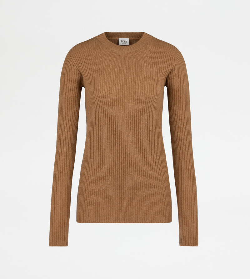 PULLOVER IN CASHMERE - BROWN 1