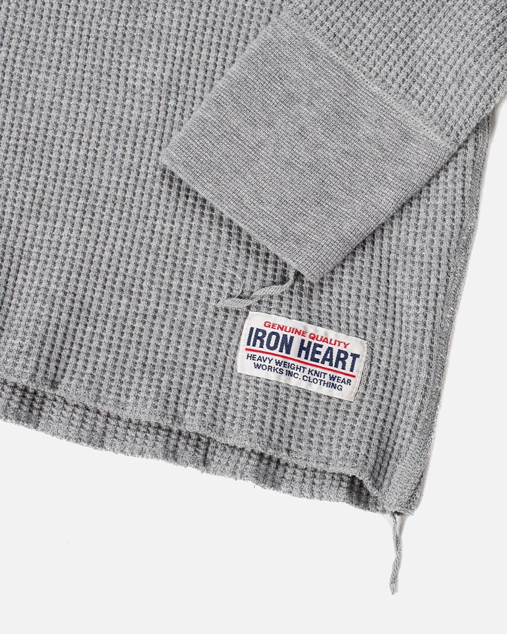 IHTL-1301-GRY Waffle Knit Long Sleeved Crew Neck Thermal Top - Grey - 6