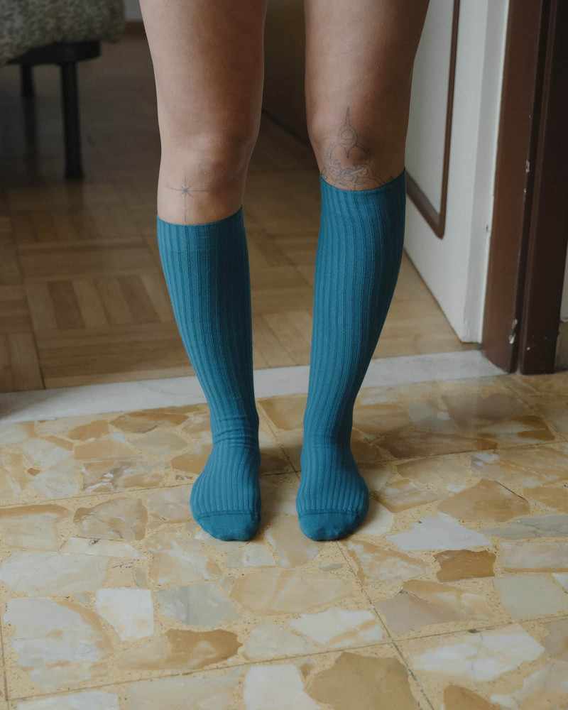 Rib Knee Socks - Organic Cotton Rib 1