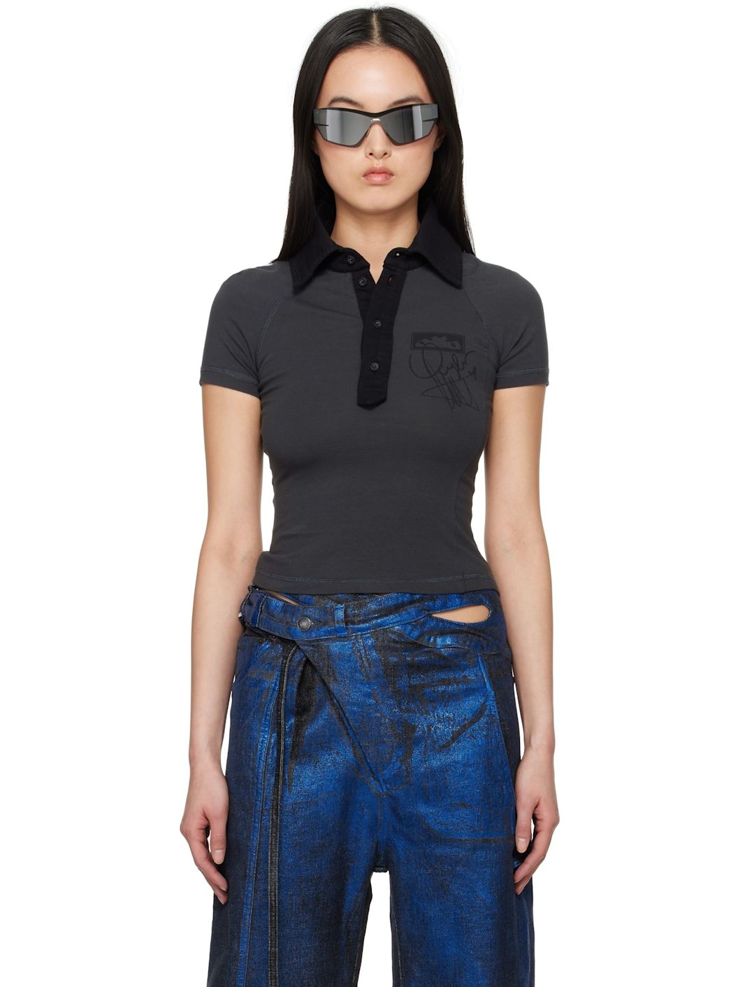 Black Deconstructed Polo - 1