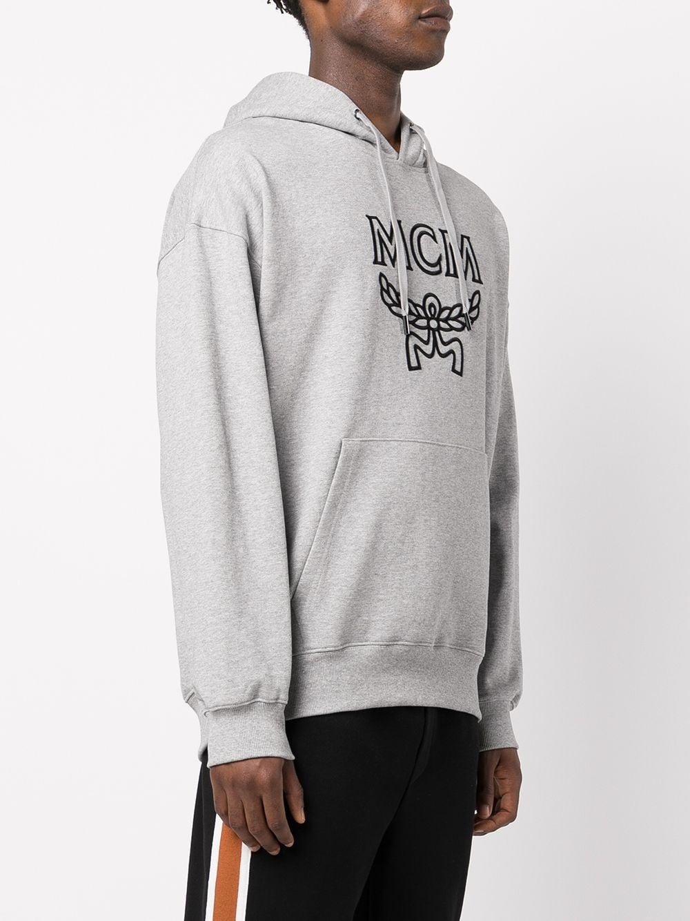 logo print drawstring hoodie - 3