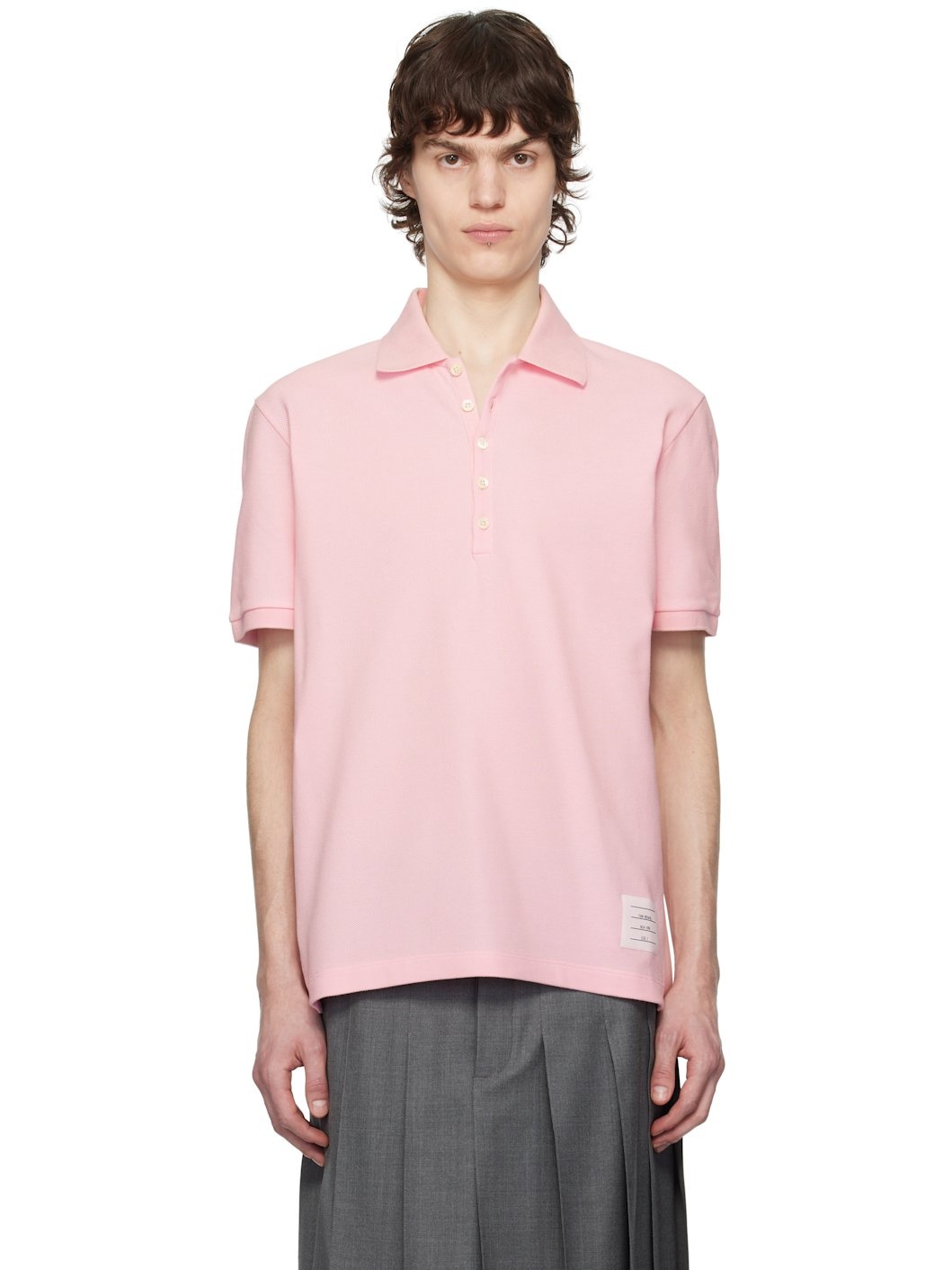 Pink Classic Pique 4-Bar Polo - 1