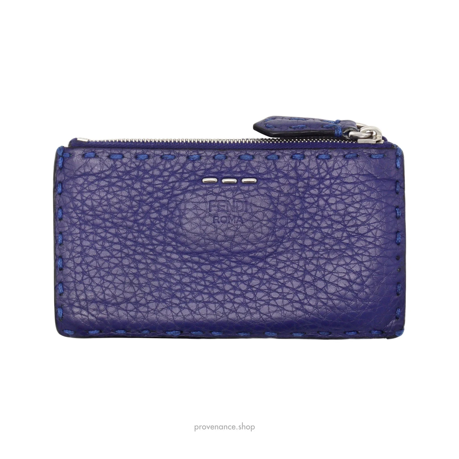 Fendi Selleria Zip Card Holder Wallet - Blue - 1