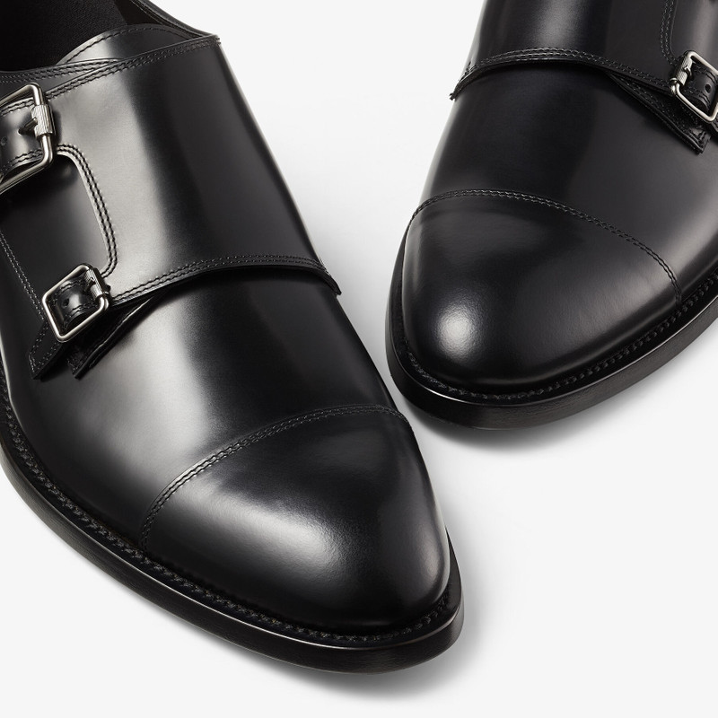 Finnion Monkstrap Black Brush Off Leather Monk Strap Shoes 3