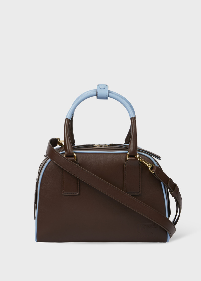 Women's Leather Contrasting Trim Top Handle Bag 7