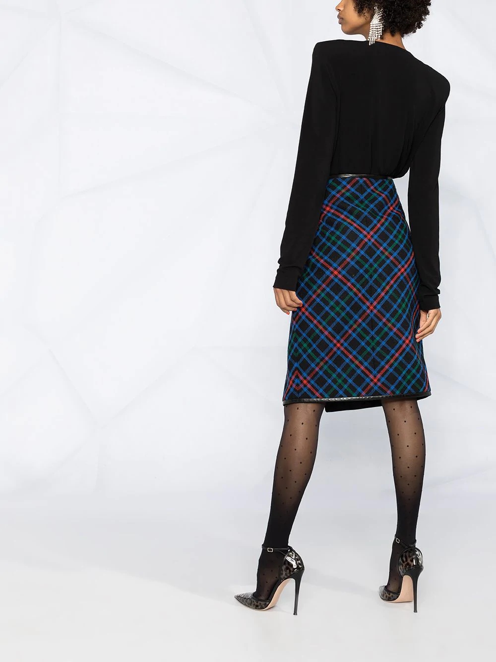 knee-length tartan skirt - 4