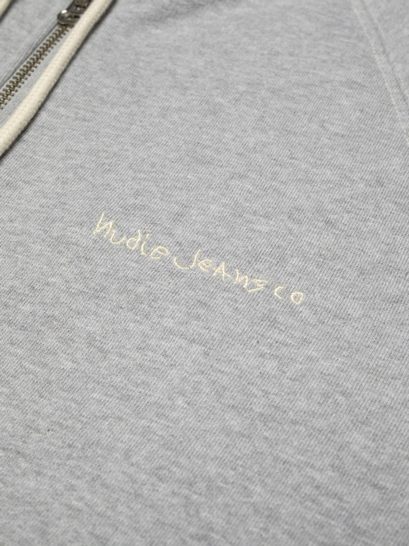 Nudie Jeans Gunde Logo Zip  Greymelange outlook