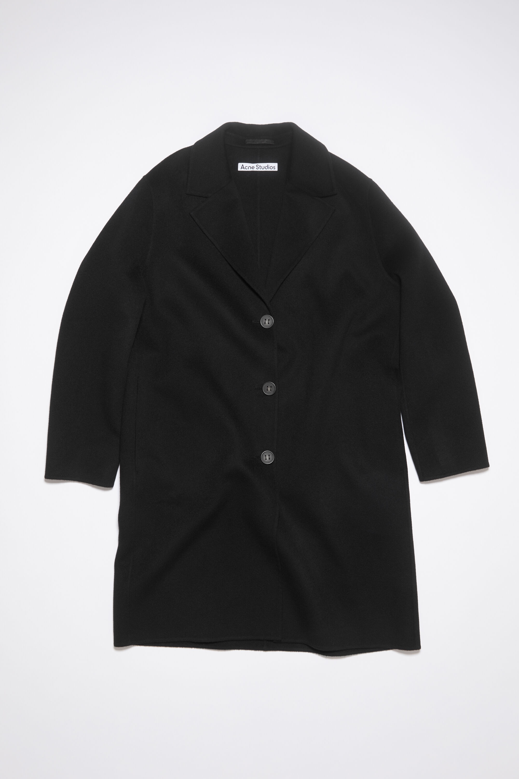 Single-breasted wool coat - Black - 7
