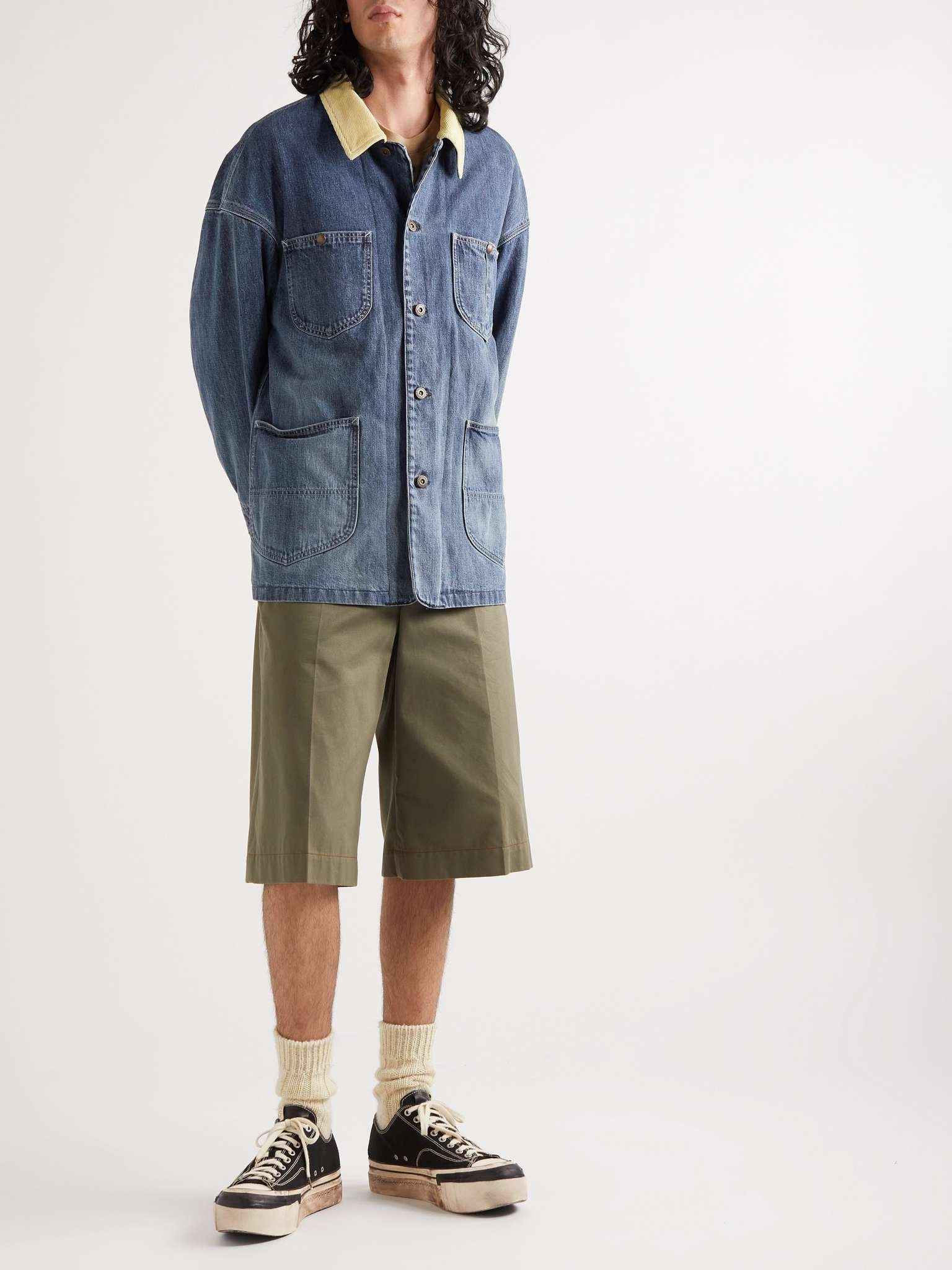 Social Sculpture Corduroy-Trimmed Denim Jacket - 2