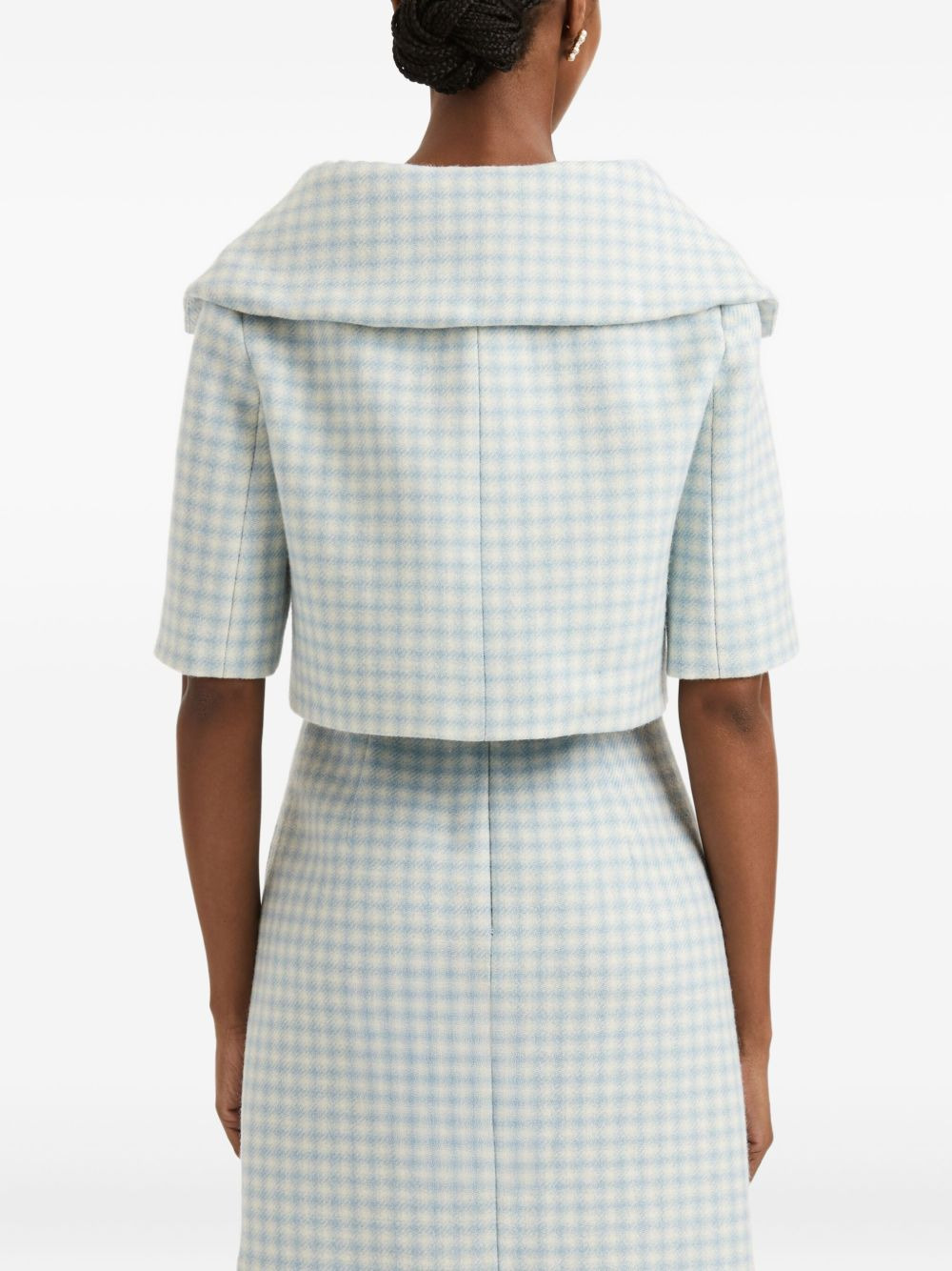 gingham-check short-sleeve jacket - 4
