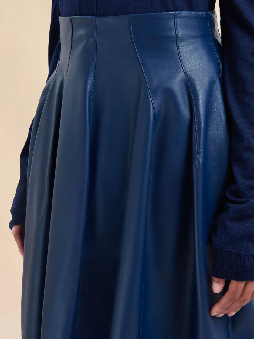 HIGH-WAISTED BLUE NAPPA SKIRT - 4