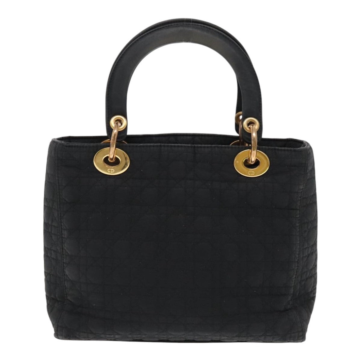 DIOR Lady DIOR Canage Hand Bag Nylon Black Gold - 2