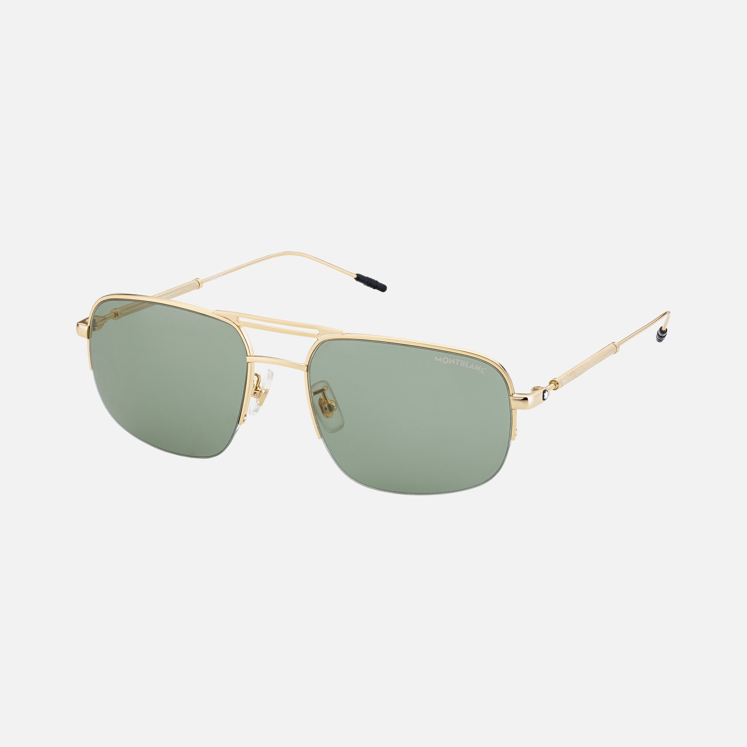 Rectangular Gold-Colored Metal Frame Sunglasses - 1