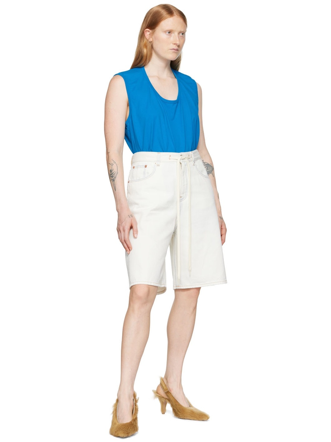 Blue Cut-Out Tank Top - 4