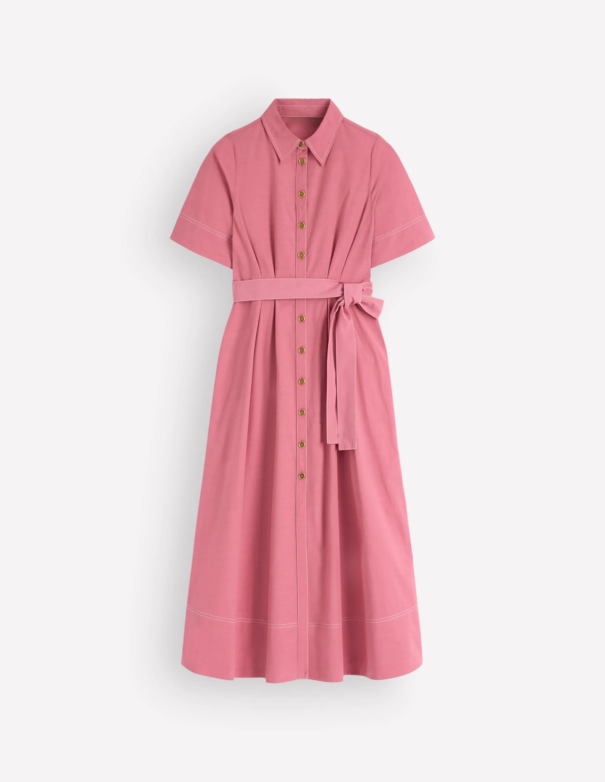 Sarah Cotton Midi Shirt Dress-Pink Heather - 1
