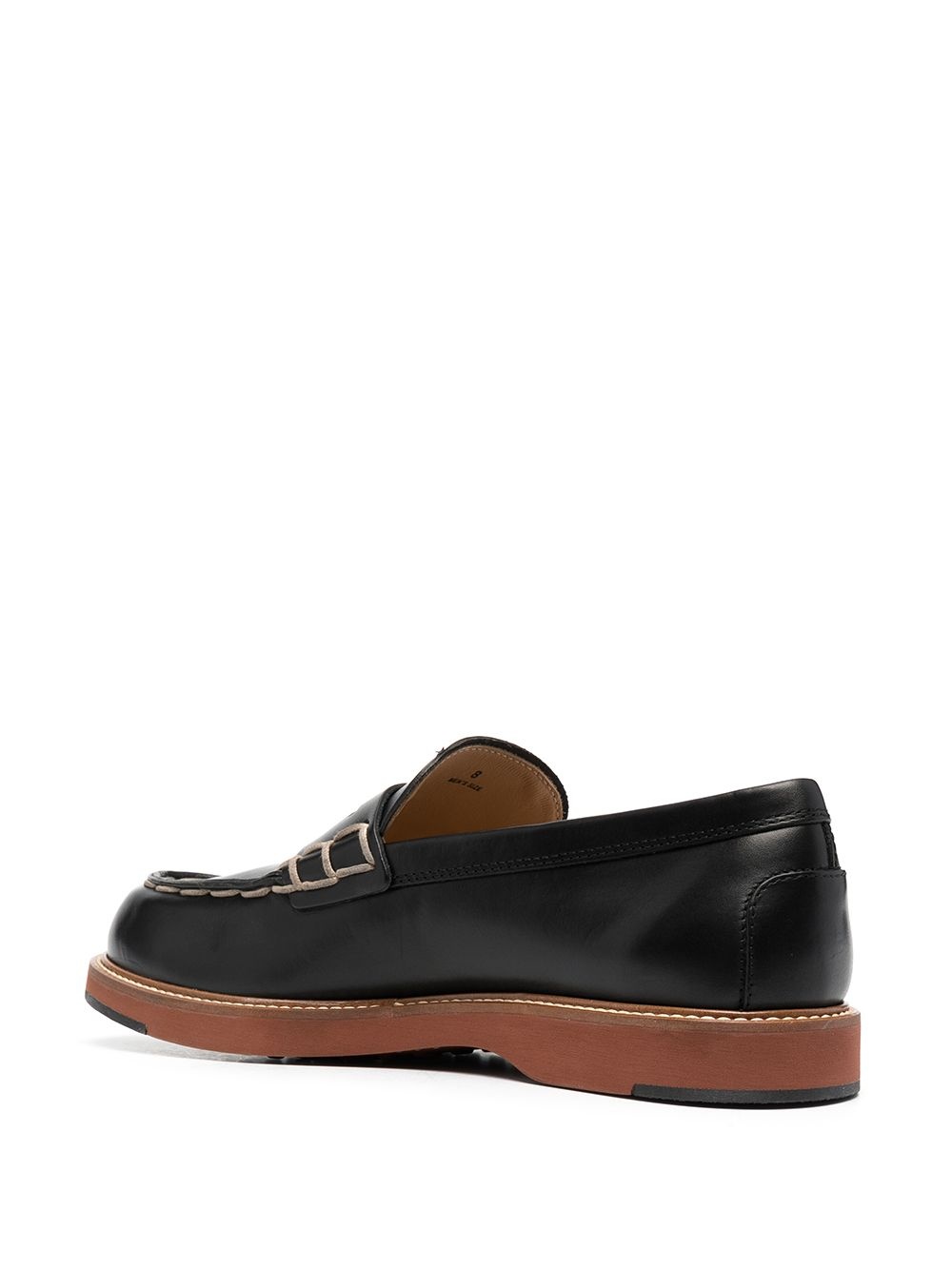 contrast stitching chunky sole loafers - 3