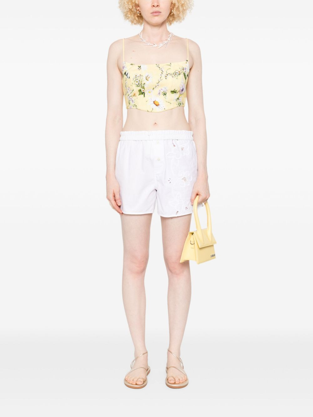 floral-print cropped top - 2