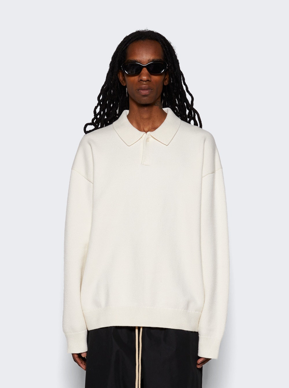 Essentials Knit Polo Sweater Cloud Dancer - 3