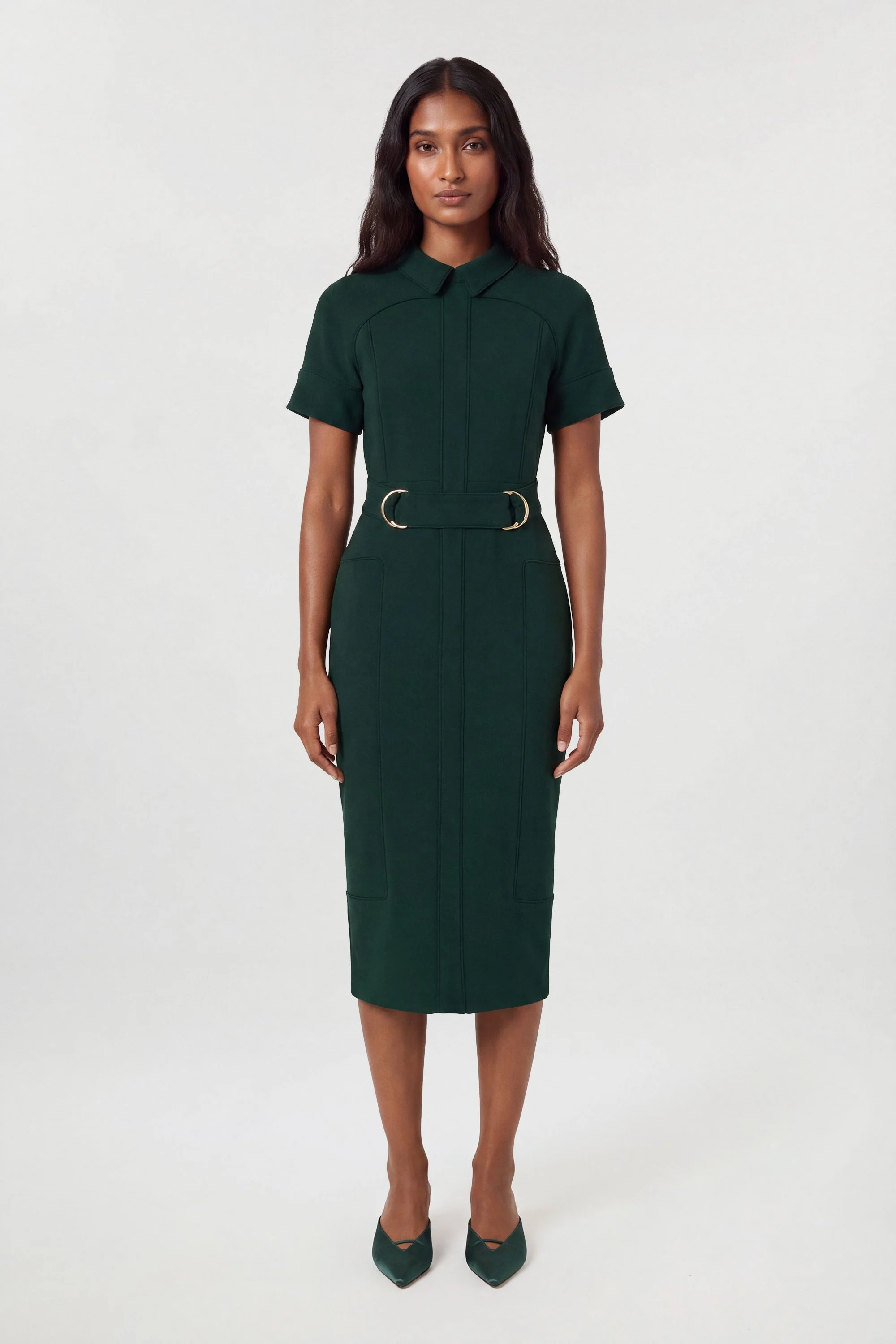 Compact Stretch Colour Block Tailored Pencil Dress - 1