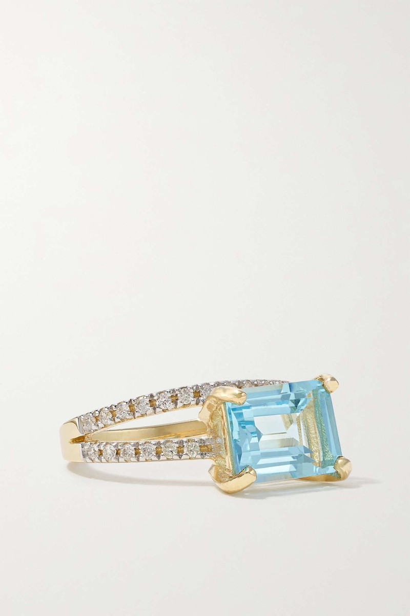 Point of Focus 14-karat gold, topaz and diamond ring - 1