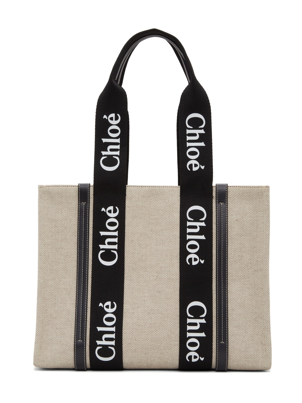 Off-White & Black Medium Woody Tote - 1