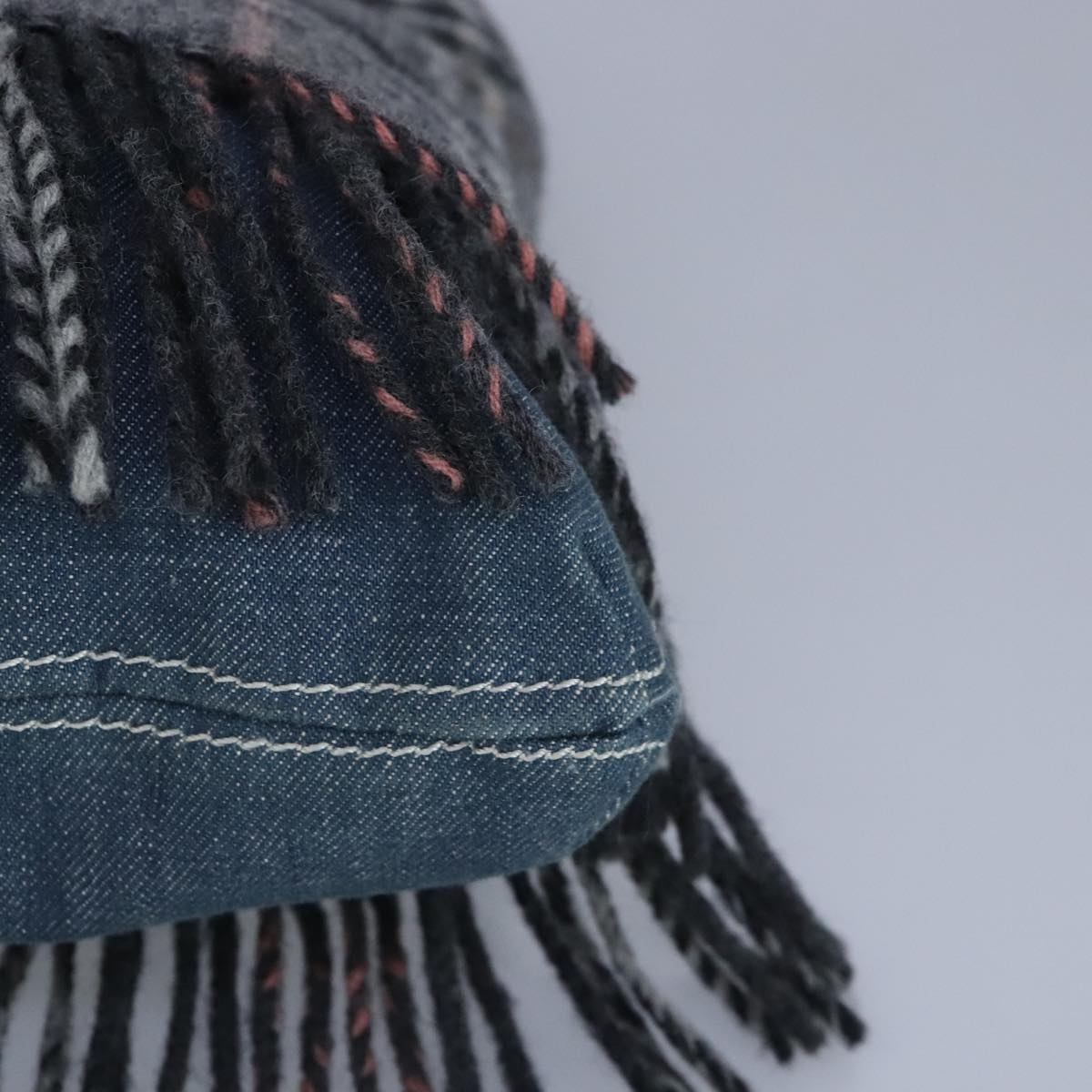 Burberry Nova Check Scarf Style Blue Label Hand Bag Wool Gray Silver - 11