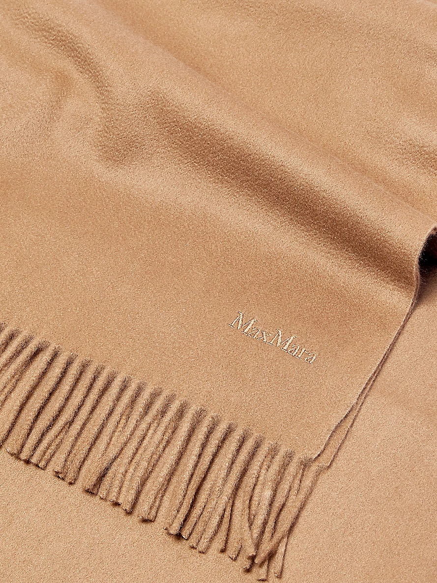 Branded fringed-trim cashmere scarf - 3