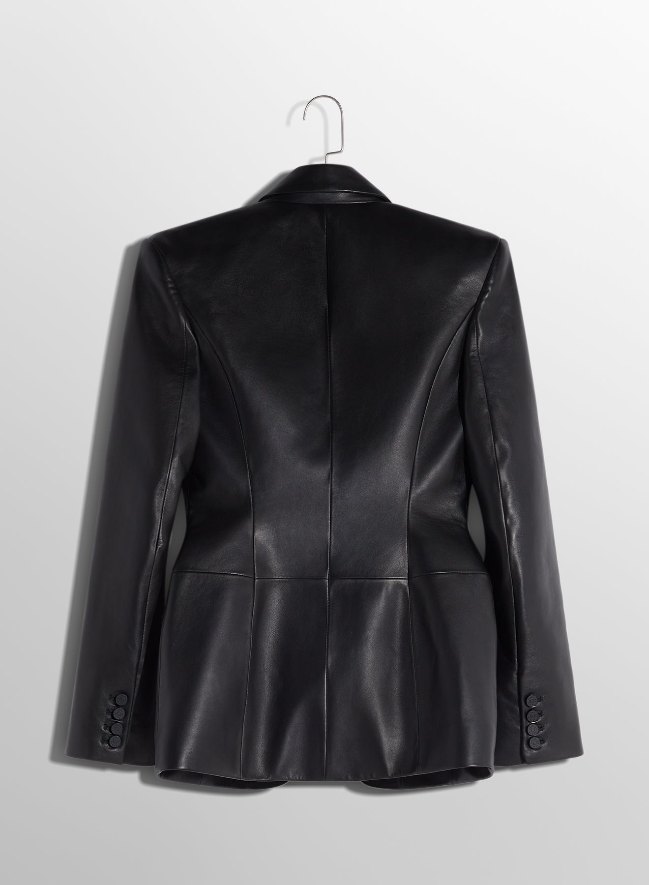 black pierced tailored leather jacket - 2