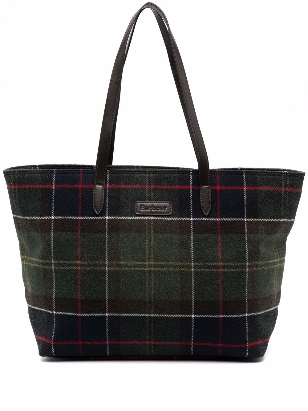 tartan-check print tote bag - 1