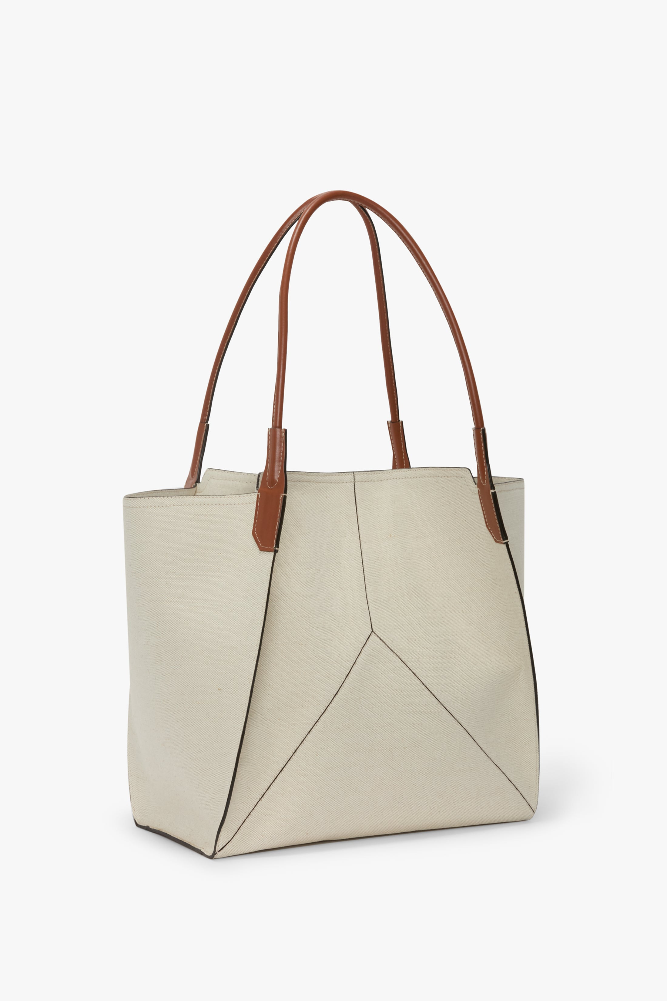 Victoria Tote In Ivory Canvas With Tan Leather - 2