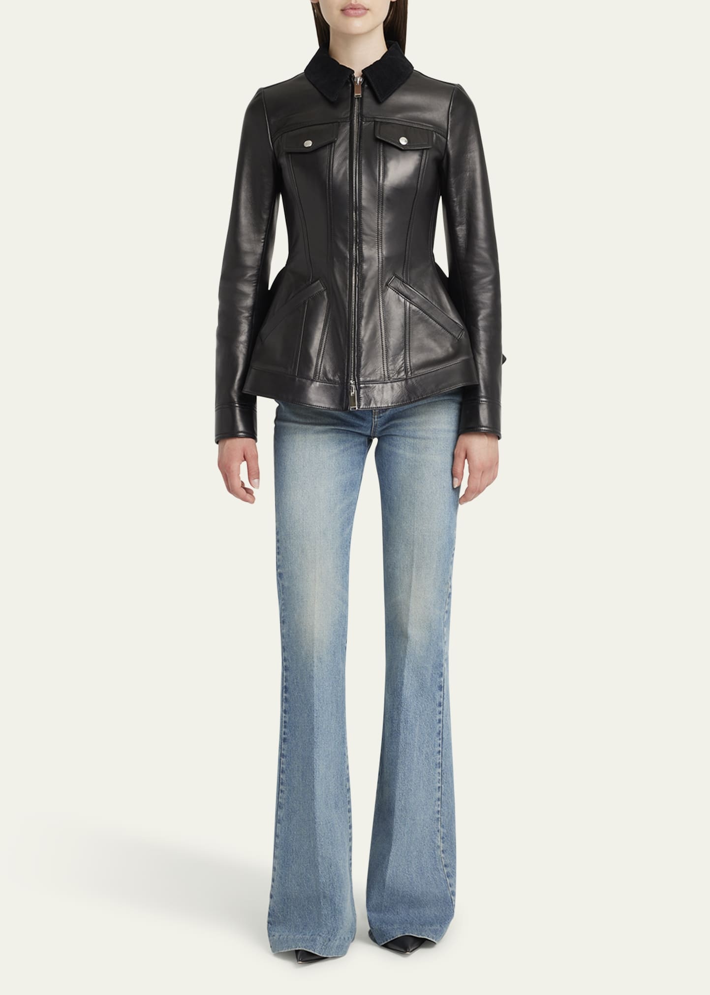 Leather Bird Peplum Jacket - 2