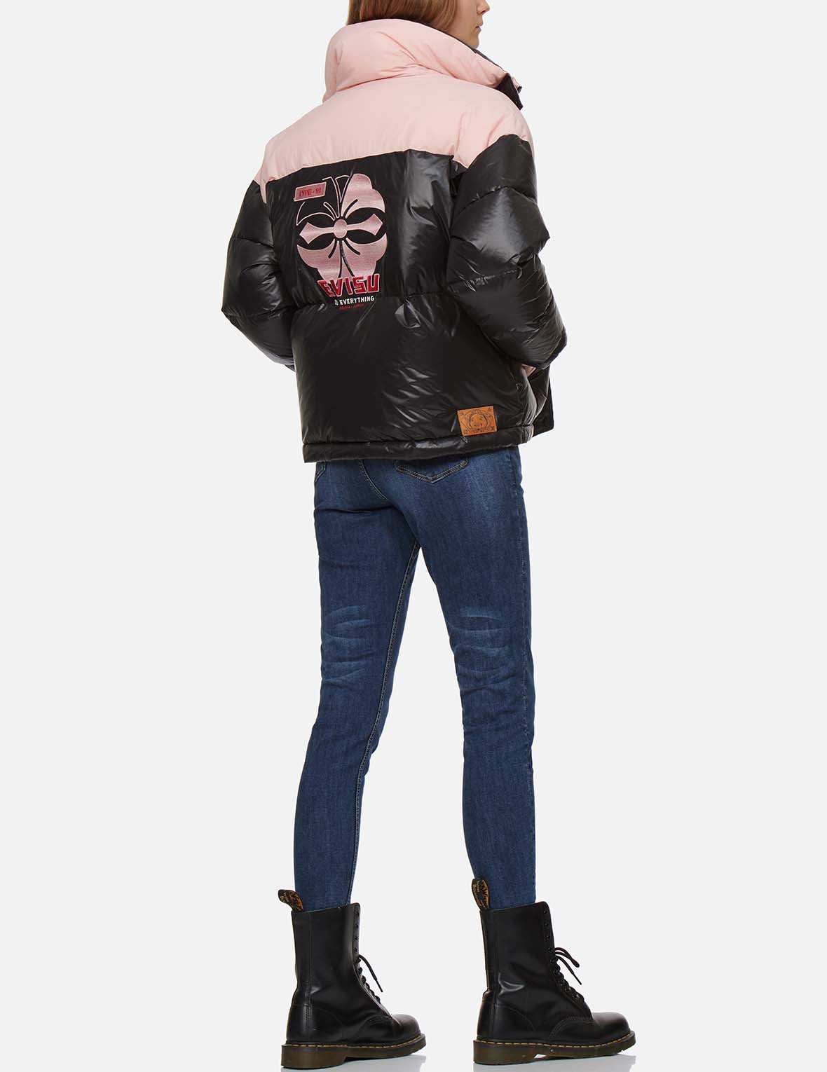 Kamon Embroidered Color Blocking Down Jacket - 5