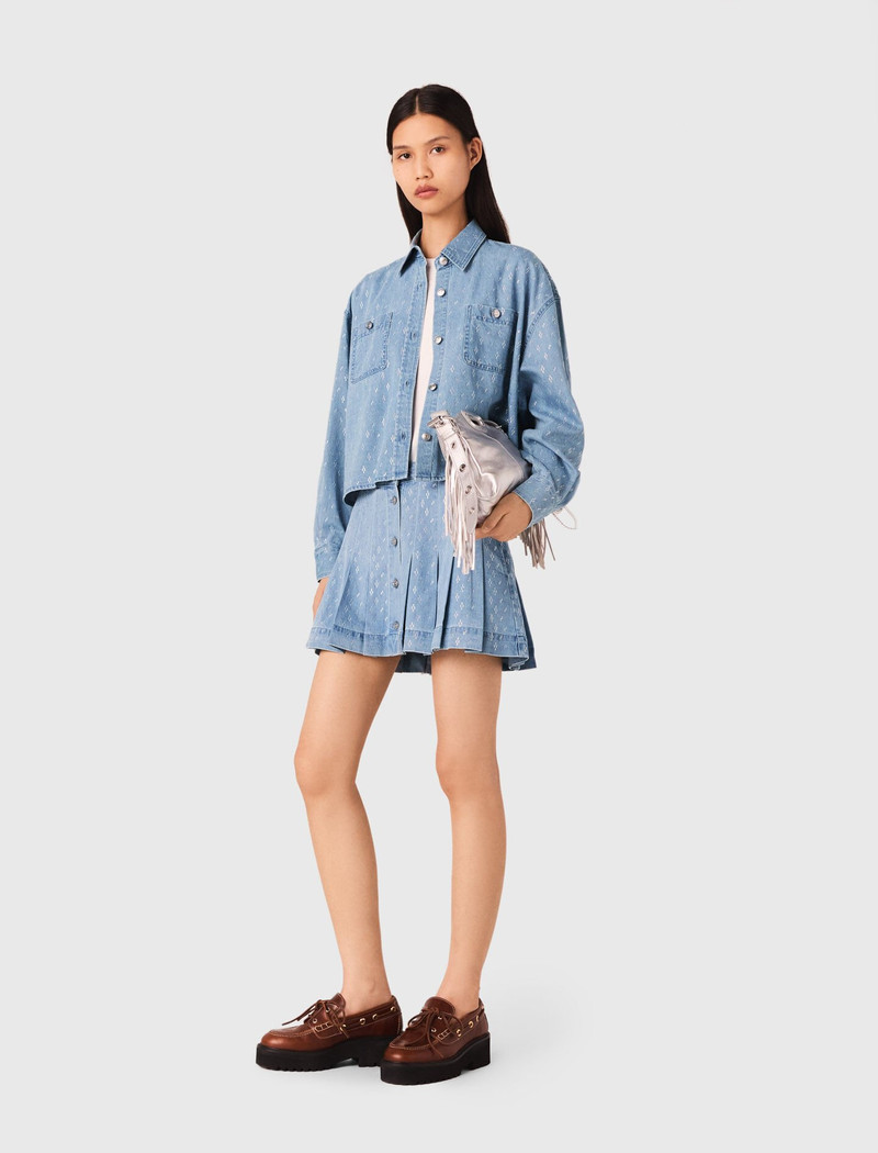 maje Short rhinestone denim shirt outlook