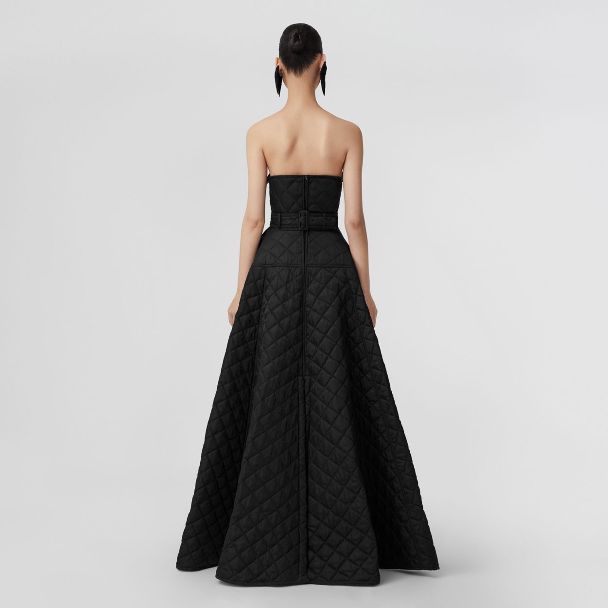 Diamond-quilted Belted Trench Gown - 4