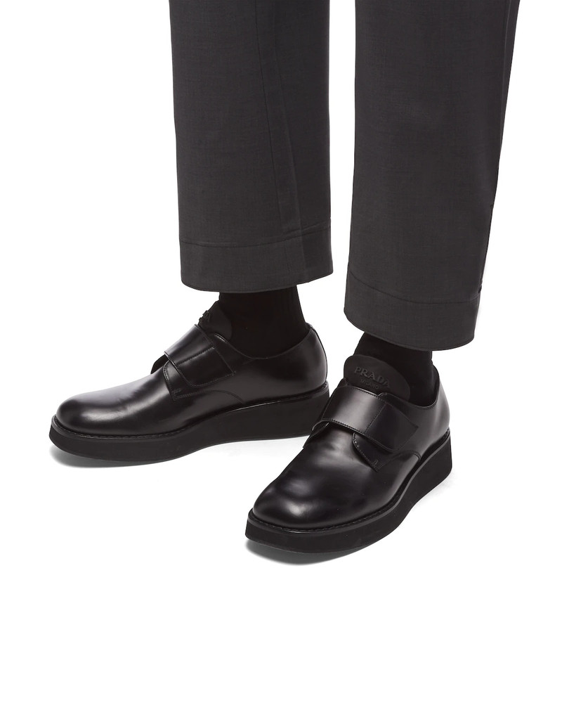 Brushed leather Derby shoes with strap 5