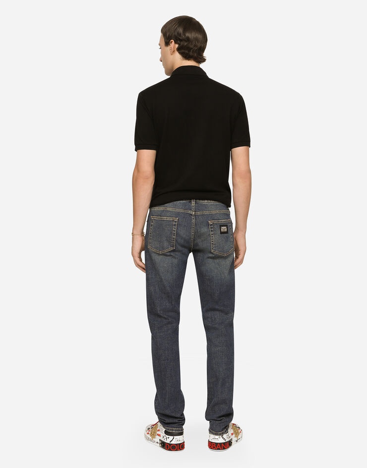 Cotton piqué polo-shirt with branded tag - 4