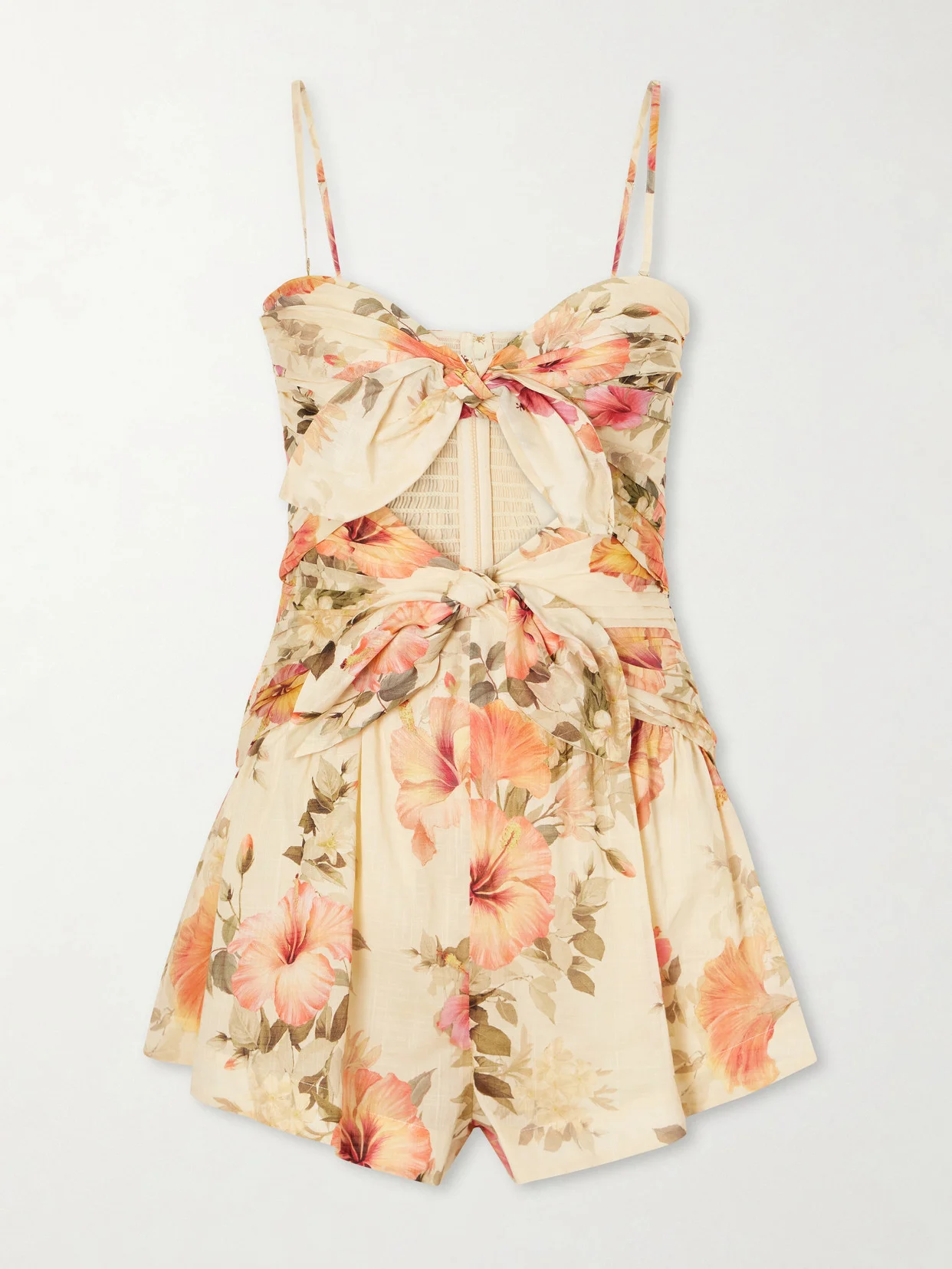 Mahon Cut-out Gathered Floral-print Cotton Playsuit - 1