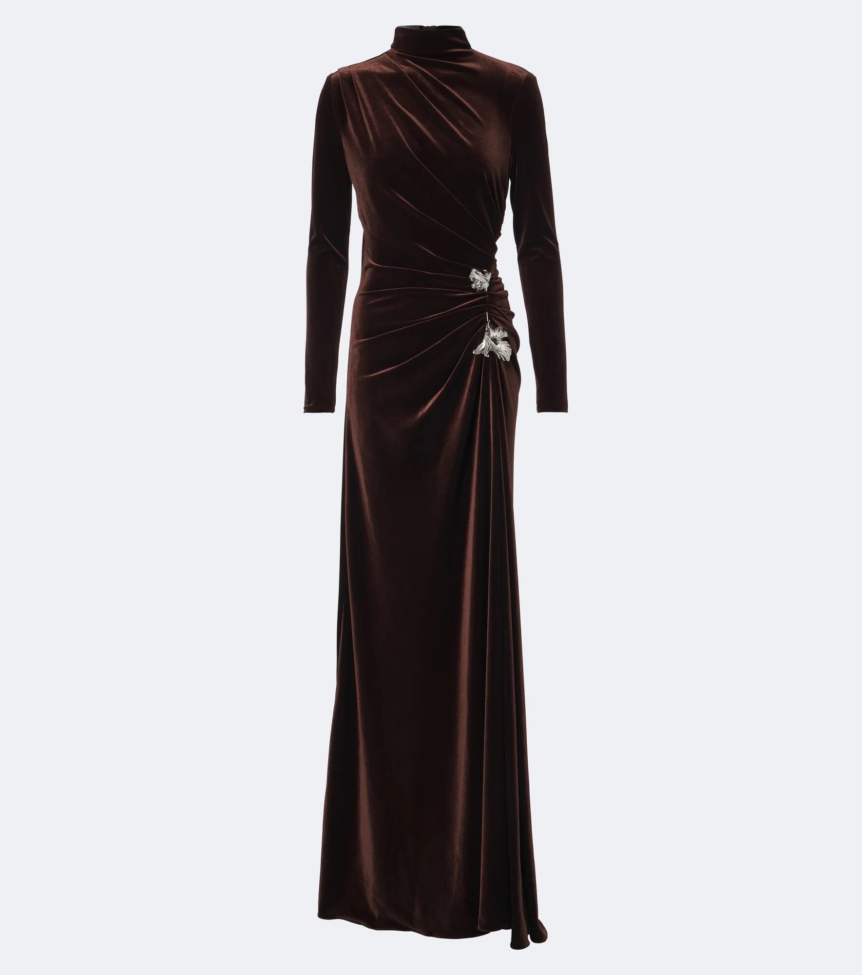 Draped embellished velvet gown - 1