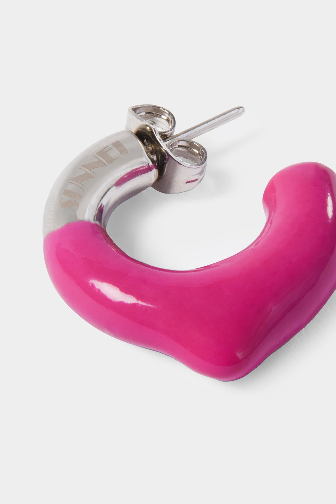 MINI RUBBERIZED EARRINGS SILVER / fucsia - 3