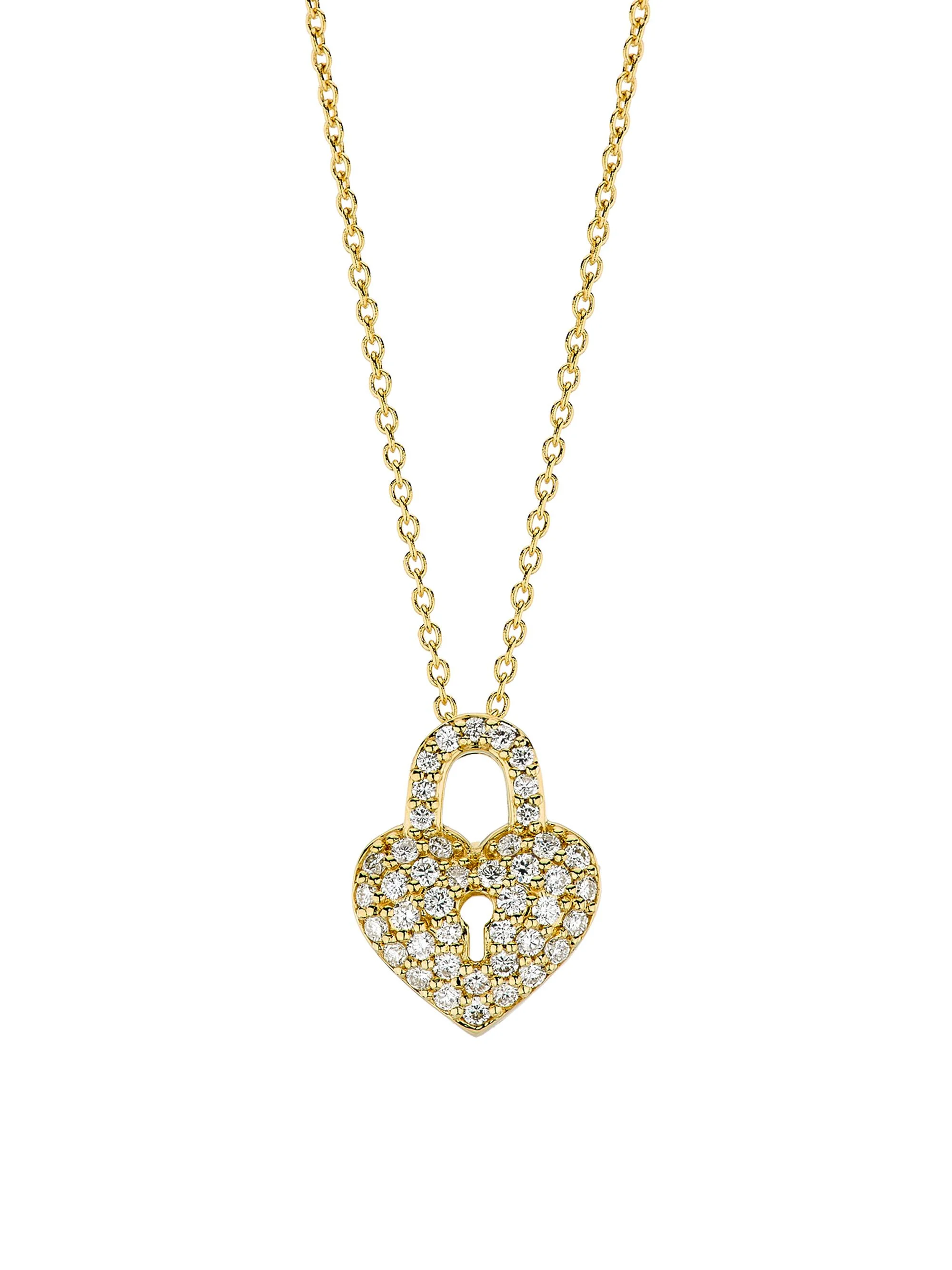 Women's Tiny Treasures 18K Yellow Gold & 0.25 TCW Diamond Heart Lock Pendant Necklace - Yellow Gold - 1