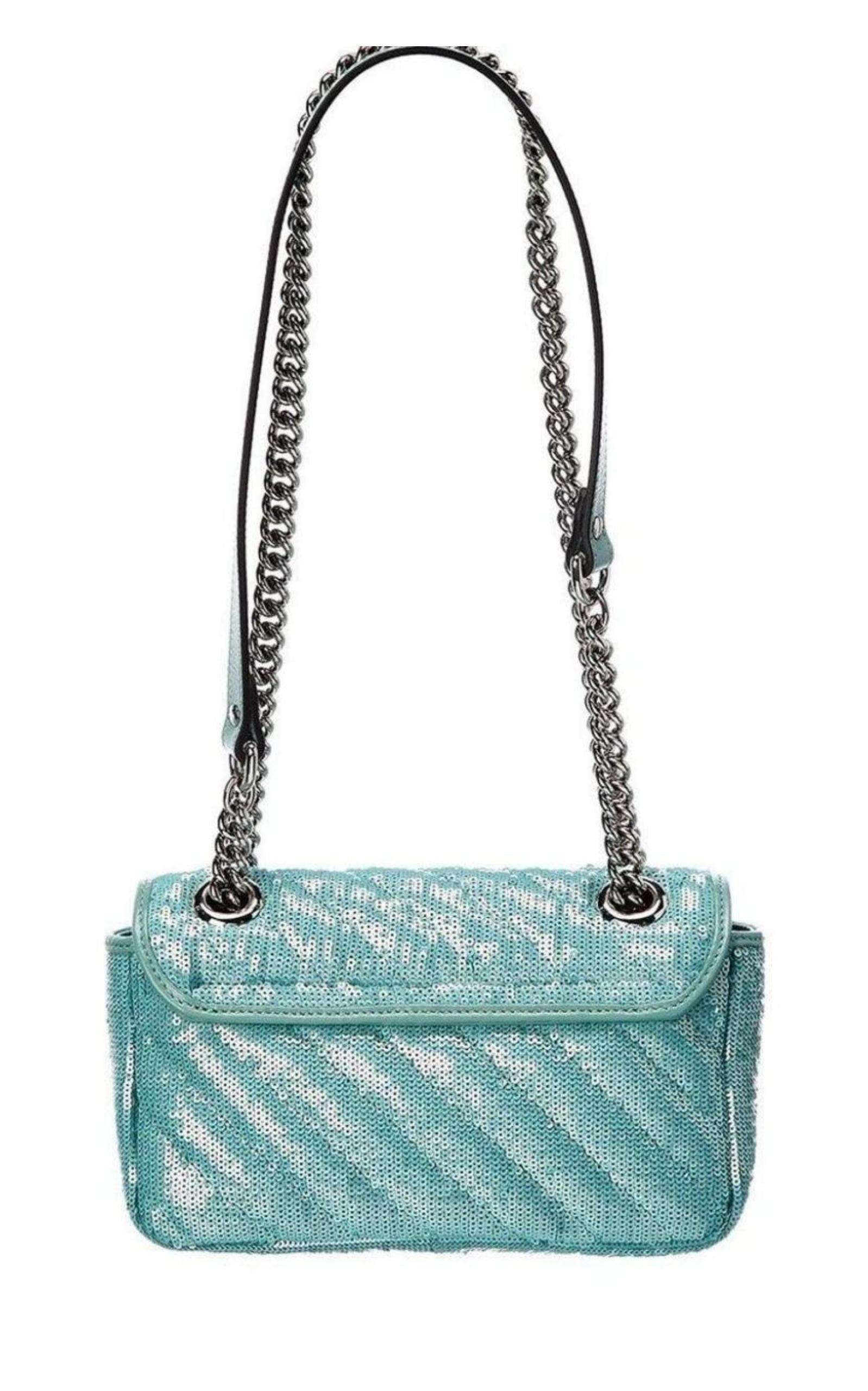 Green GG Marmont Mini Sequin Shoulder Bag - 3